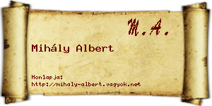 Mihály Albert névjegykártya